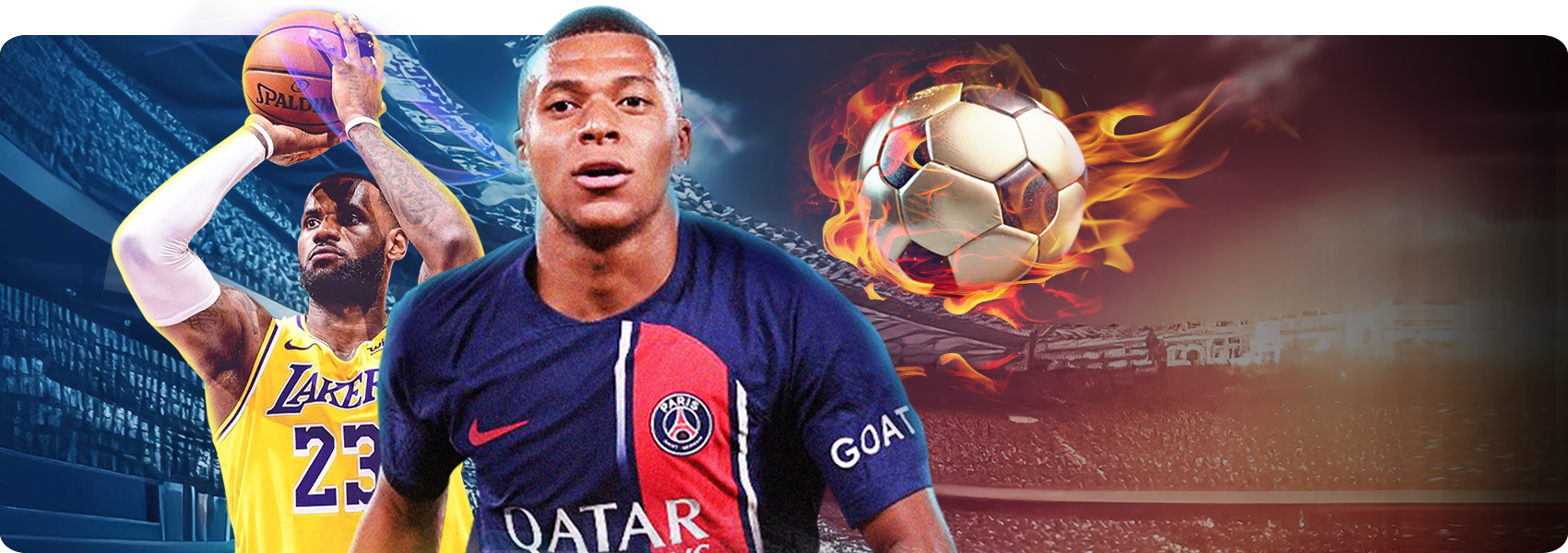 basketball and football player sport banner